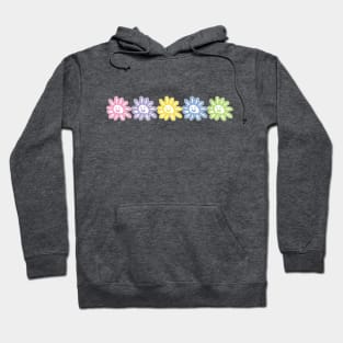 Five Multi Color Smiley Face Flowers Graphic Hoodie